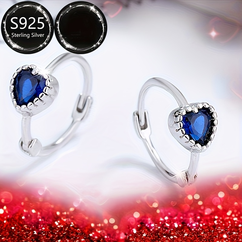 925 Silver Heart Earrings CZ Dangle Lightweight & Durable